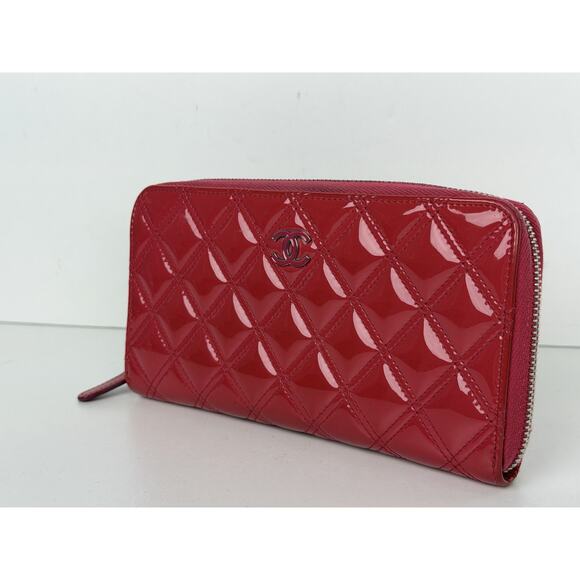 CHANEL Handbags - Chanel Brilliant Matelasse Long Zip-Around Wallet Pink Patent Leather 2014-2015